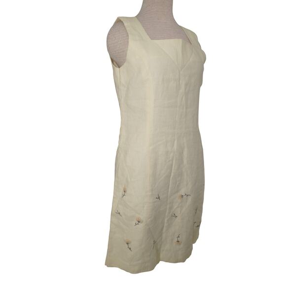Bagatelle 100% Linen Cream Floral Embroidered Shift Dress (Size 8) - Picture 4 of 11